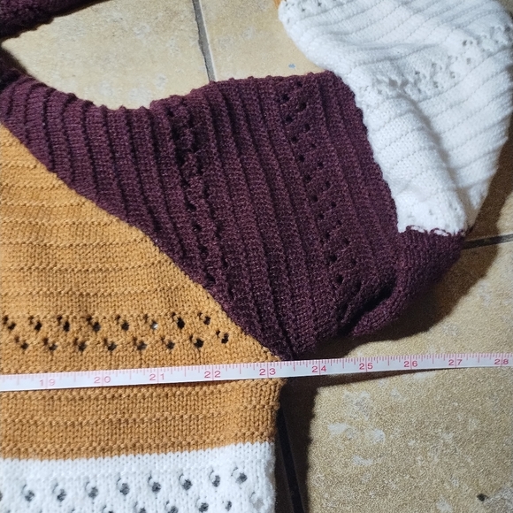 Women's Stripped Cropped Multicolored Knit V Neck Hoody Size 2XL - Picture 11 of 13